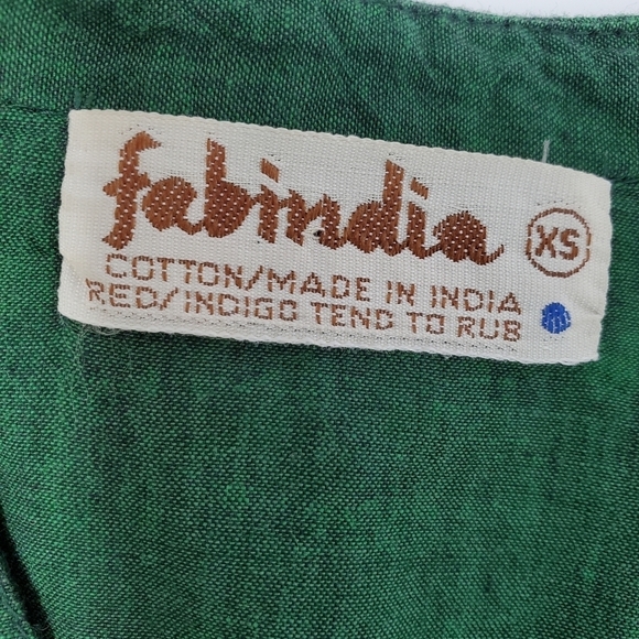 Fabindia Green and Gold Long Sleeve Blouse- Women- Size XS - Picture 3 of 13